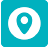 A blue square with a white pin in the middle of it.