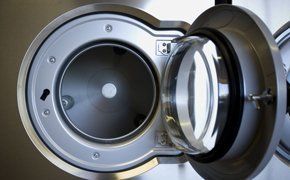 A washing machine with its door opened