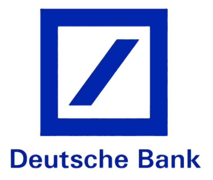 Deutsche Bank square blue box with diagonal line in it