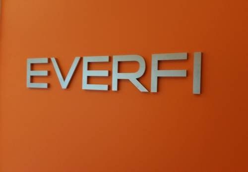 The word everfi is on an orange wall