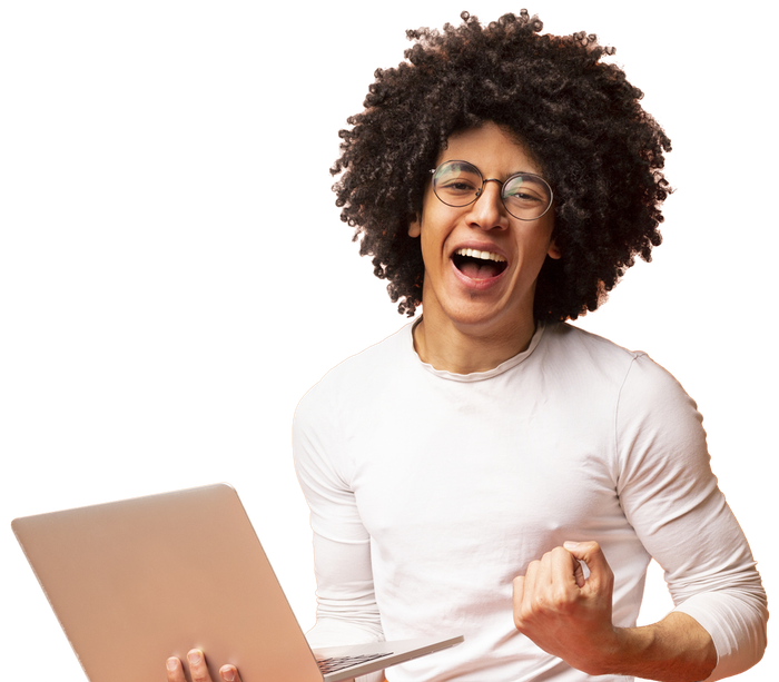 Happy young man after getting a job in the GTA area.