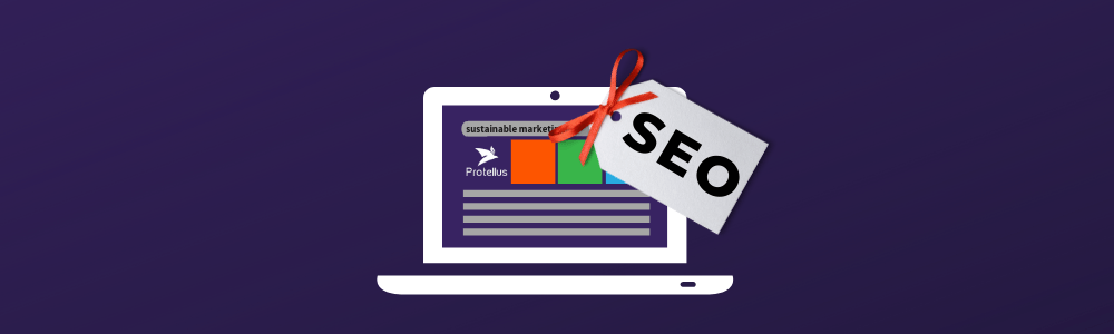 Graphic representing Protellus providing help with SEO services