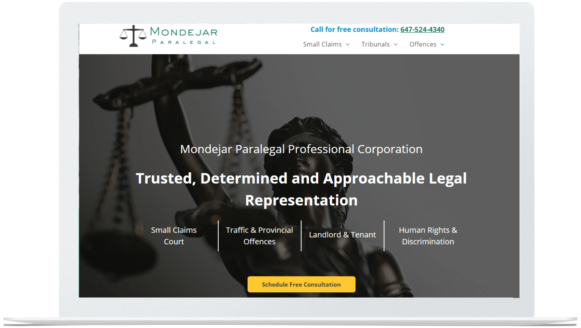 Example rendering of marketing website