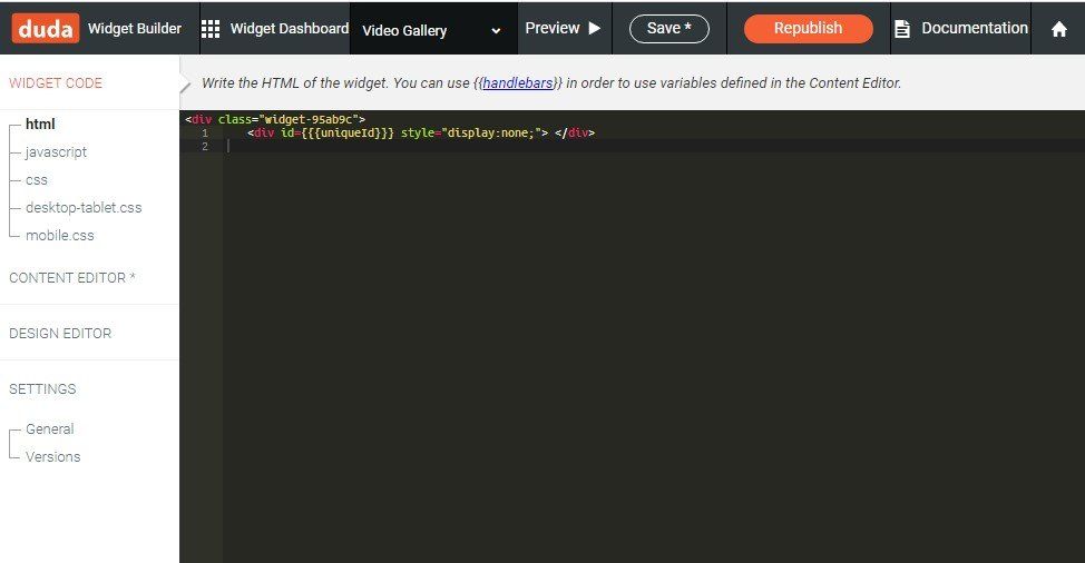Video gallery hml code