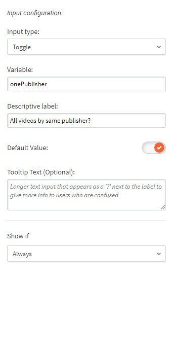 Video publisher information for video gallery