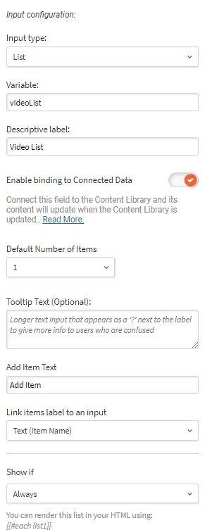 Video list included in video gallery
