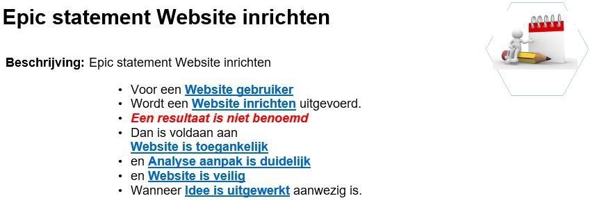 epic statement incompleet analyse vraagstuk website realiseren