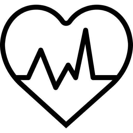 A heart with a heartbeat line inside of it free icon