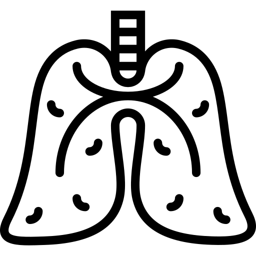 A line drawing of a lung free icon