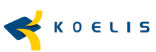 A blue and yellow logo for koelis on a white background