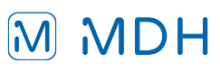 The mdh logo is blue and white on a white background.