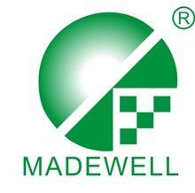 The logo for madewell is a green circle with a checkered pattern on it.