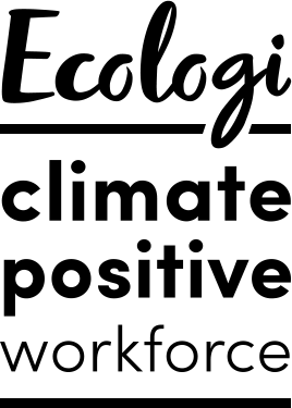 Ecologi climate positive workforce logo in black text on white background