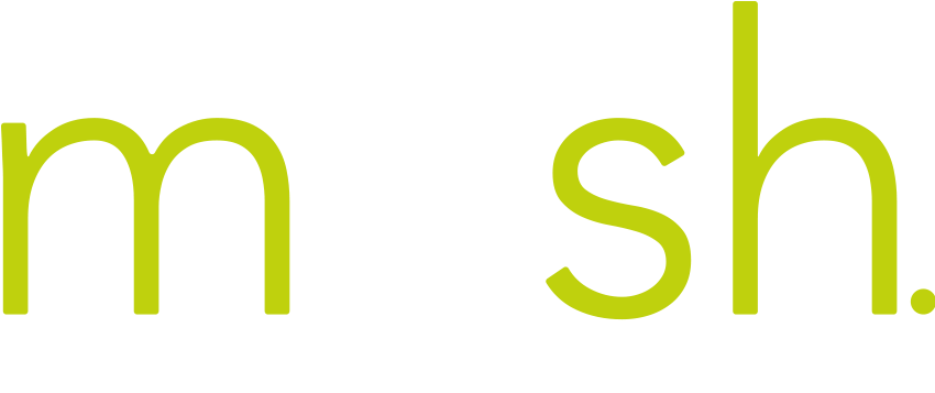 Green lowercase letters “m” and “sh” on a white background