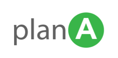 Plan A logo with gray text and a green circle containing a white A
