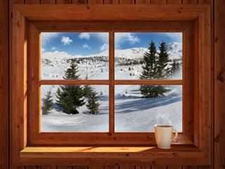 Idyllic and peacefull winter landscape of snowy mountains