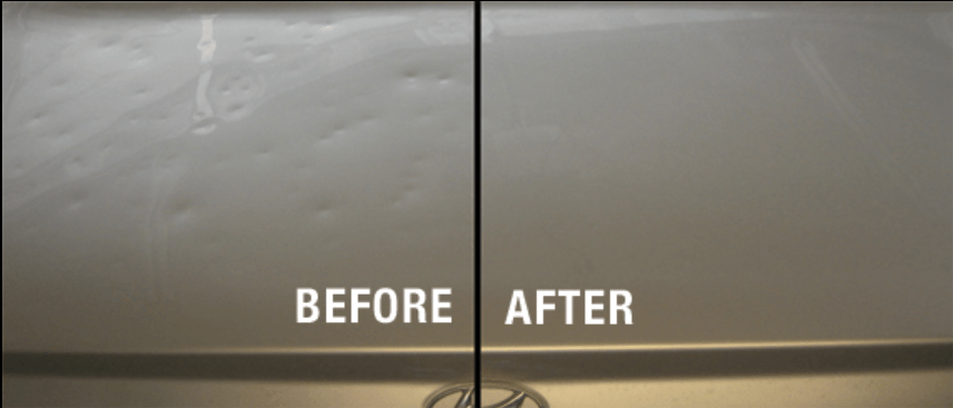 Before-and-after view of a wrinkled wall smoothed to a clean, flat surface