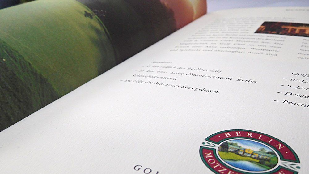 schmidt ideas, Jakarta, creative brand consultant,  Logo and image brochure for Golf Club Motzen Berlin