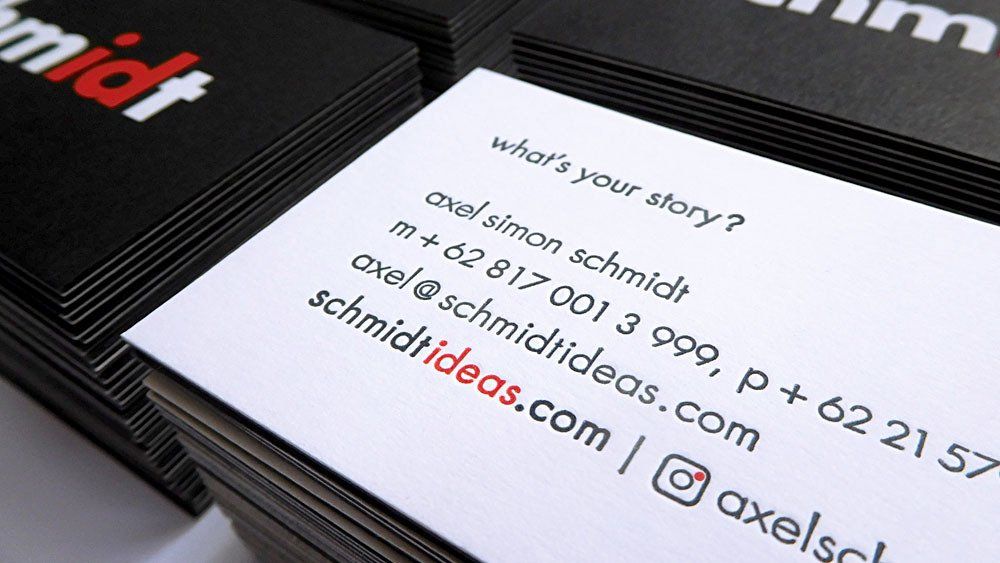 schmidt ideas, Jakarta, creative brand consultant,  brand identity, name cards