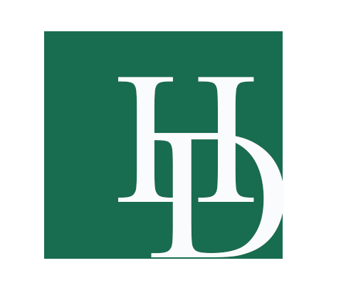 A green square with a white letter h and d inside of it.