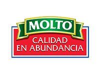 Logotipo de Moltó. Texto: Molto, Calidad en Abundancia, en un diseño con marco verde, rojo y dorado.