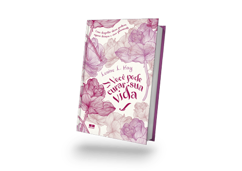 Um livro com flores roxas na capa está flutuando no ar.