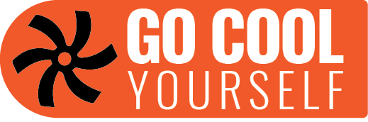 An orange sticker that says go cool yourself