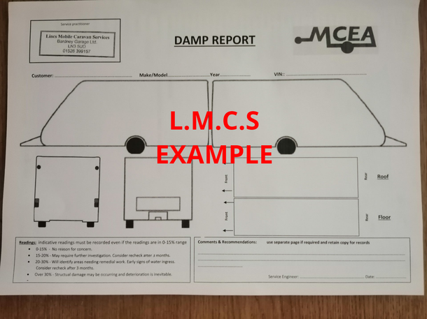 CARAVAN MOTORHOME DAMP SHEET EXAMPLE