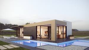 casa prefabbricata in cemento con piscina
