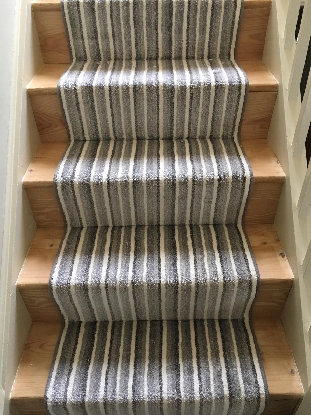 grey striped runner to stairs