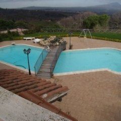 Swimming pool in a garden with deck
