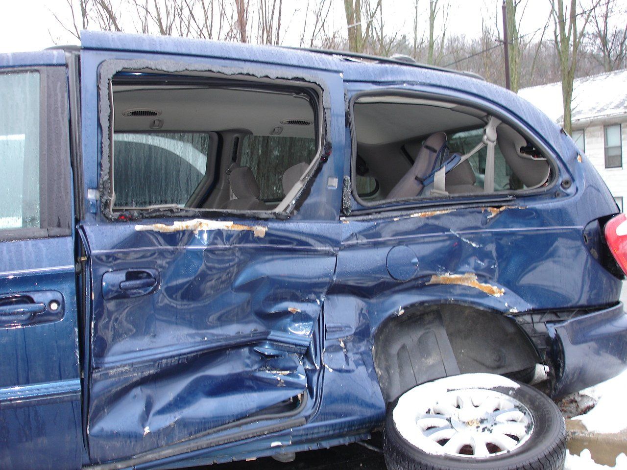 wrecked mini van
