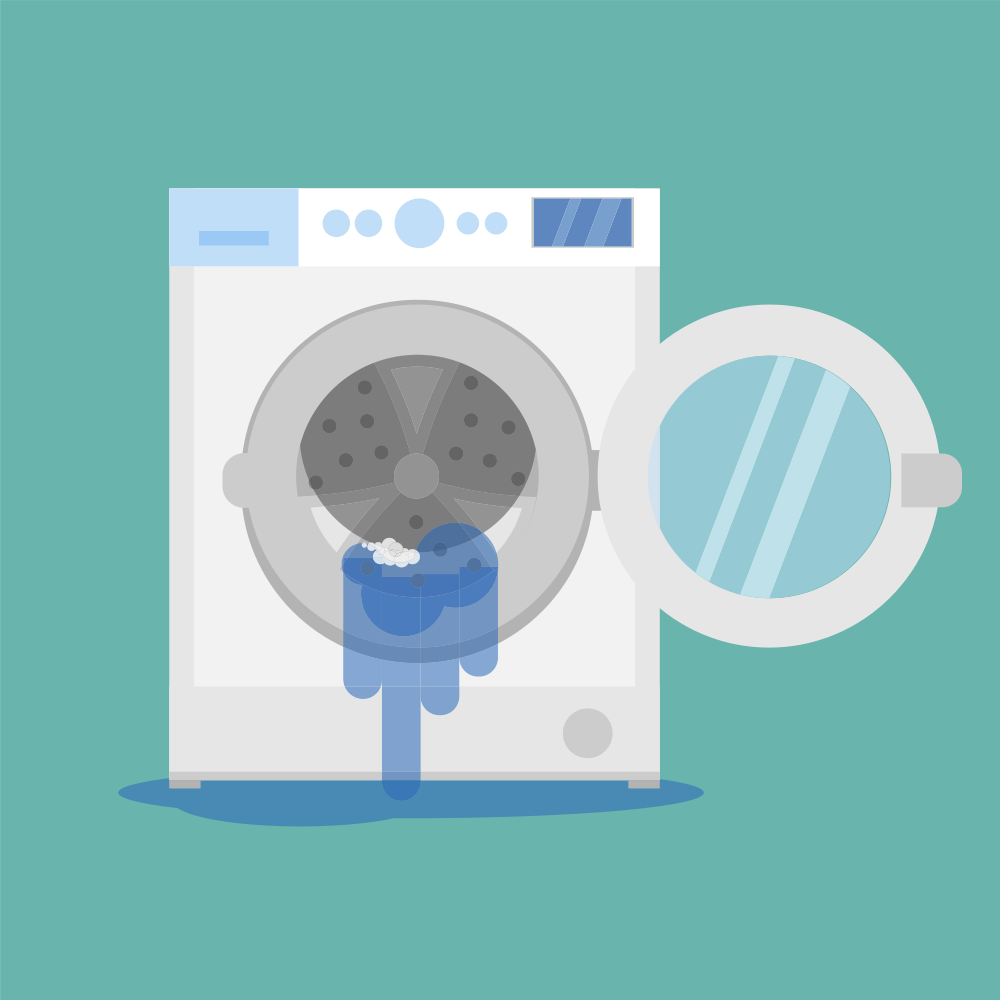 Graphic of a washing machine leaking. Restoration 1 of Tuscaloosa.
