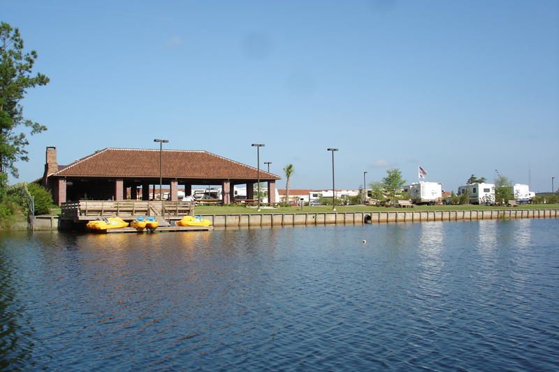 view of rv resort from lake