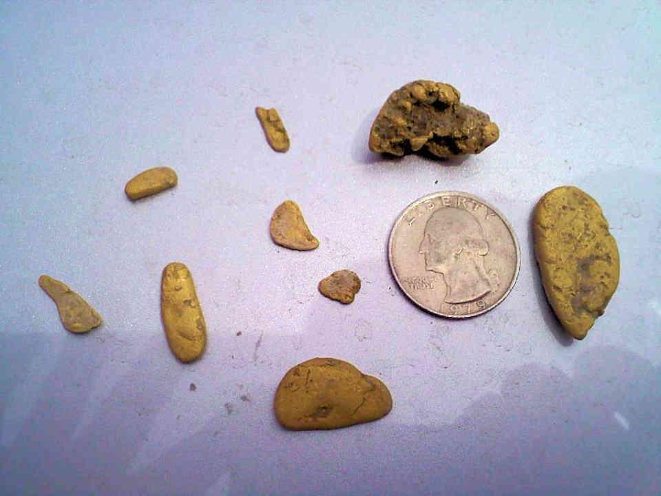Actual Gold Nuggets from our Placer Gold Claims in Humboldt County near Winnemucca in Northern Nevada.
