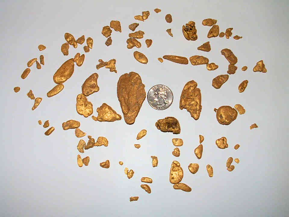 Actual Gold Nuggets from our Placer Gold Claims in Humboldt County near Winnemucca in Northern Nevada.