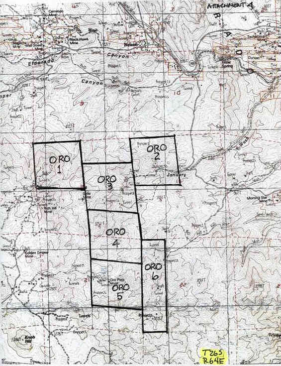FOR SALE: 960 Acres of Gold Claims in Clark County, Nevada, about 40 miles South of Las Vegas in the world famous Eldorado mining district.