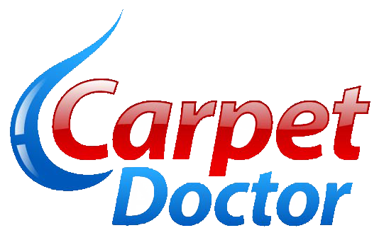 A red and blue logo for carpet doctor