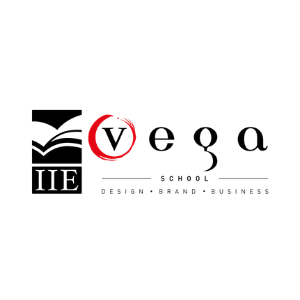 A logo for the vega school of design brand and business