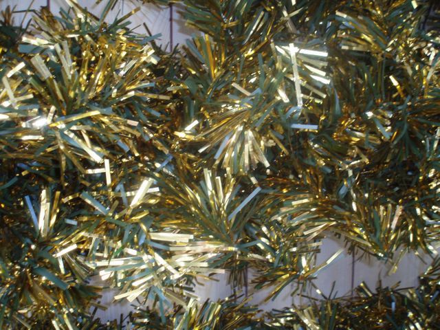 close up of golden Christmas decor