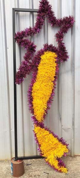 yellow and purple Christmas star decor