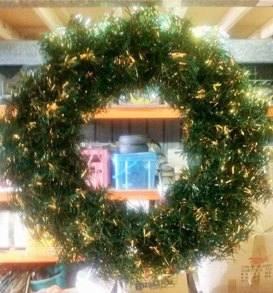 gold and green Christmas wreath