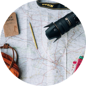 Map with a Camera Laying on Top