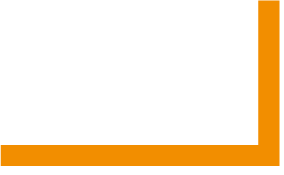 An orange l shaped border on a white background.