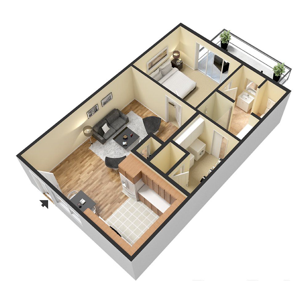 Floor Plan 1 bdr | Ingram Mill Villas