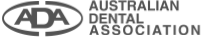 Australian Dental Association logo in gray and black text with an oval ADA emblem.