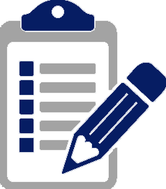 Clipboard checklist with a blue pencil icon