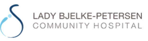 Lady Bjelke-Petersen Community Hospital logo with blue droplet icon and gray text