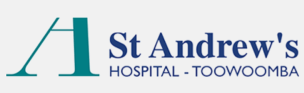 St Andrew's Hospital - Toowoomba logo with teal emblem and navy text on a light background