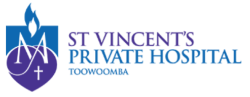 St Vincent’s Private Hospital Toowoomba logo with blue and purple emblem